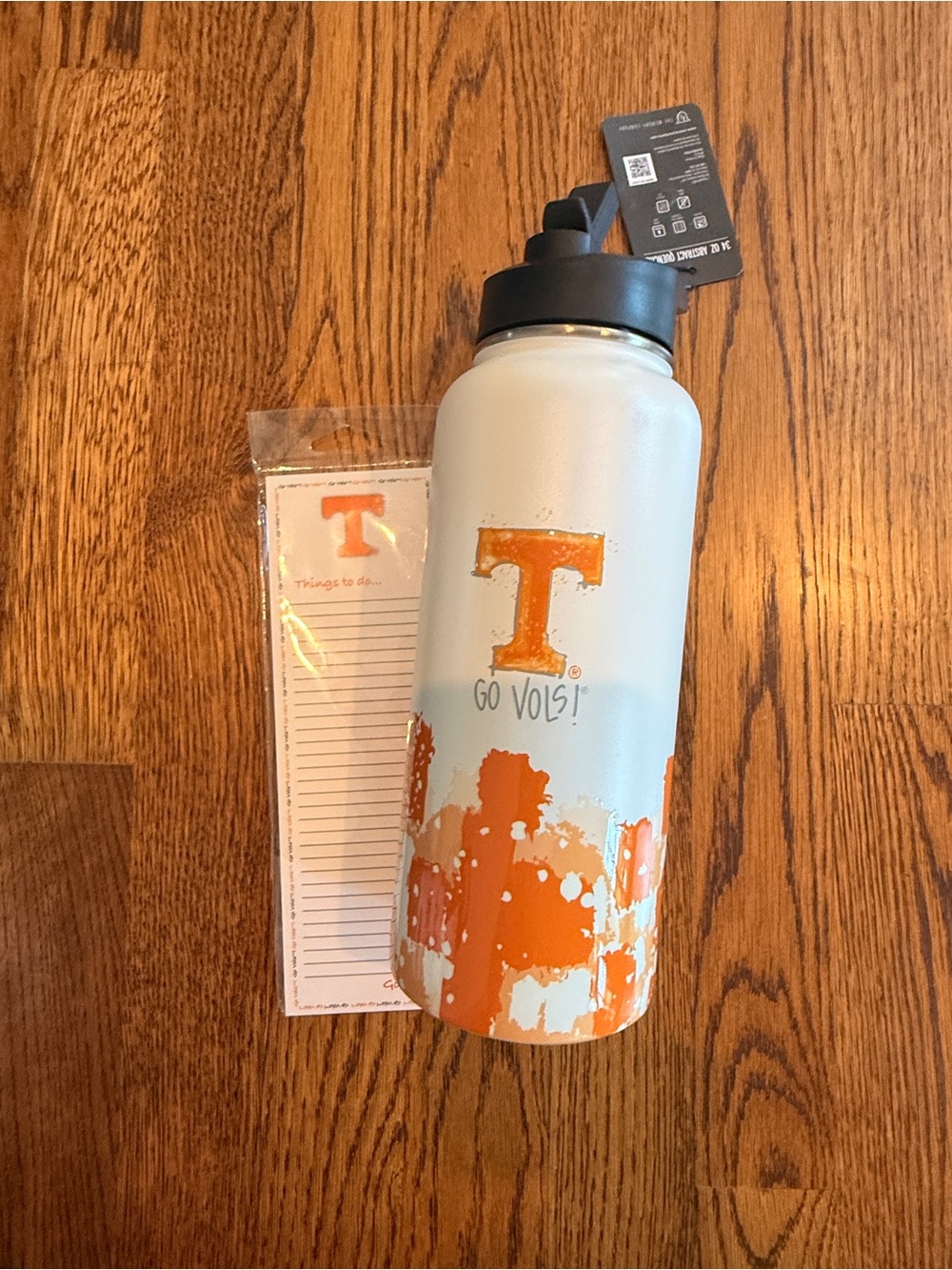 NWT Tennessee Volunteers Orange & White Insulated Water Bottle and notepad gift